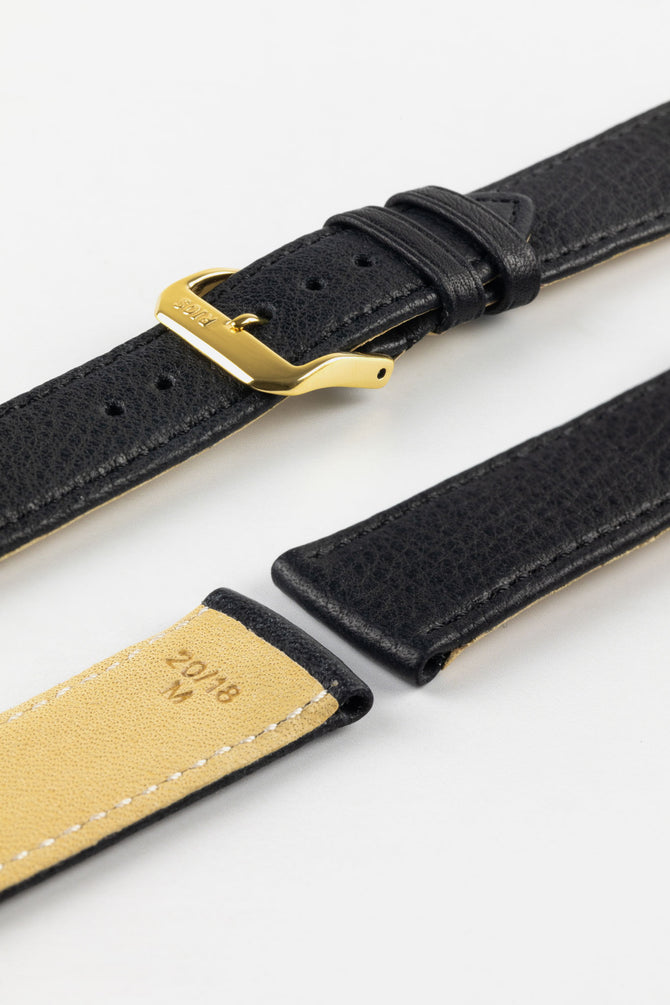 Gold pin buckle option for RIOS1931 Waging Watch Strap in Black