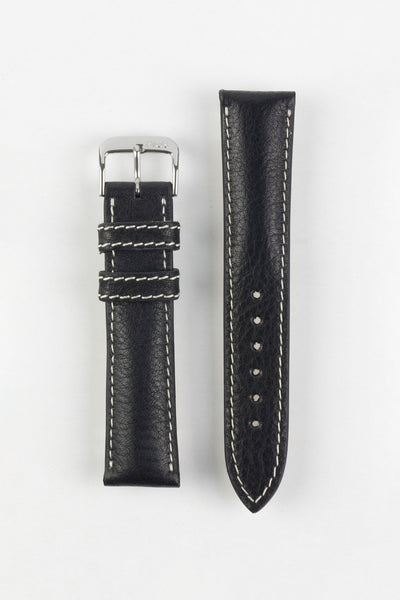 RIOS1931 WEILHEIM Organic Leather Watch Strap in BLACK