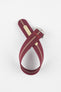 Ribbed Nylon Watch Strap with Clasp in BURGUNDY/CREAM