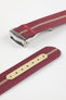 Ribbed Nylon Watch Strap with Clasp in BURGUNDY/CREAM