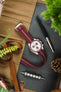 Ribbed Nylon Watch Strap with Clasp in BURGUNDY/CREAM