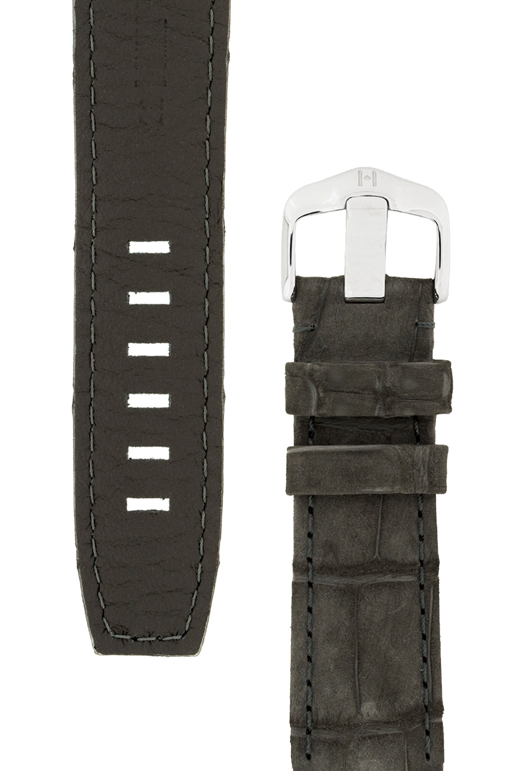 Hirsch Tritone | Nubuck Black Alligator Leather Watch Strap | HS