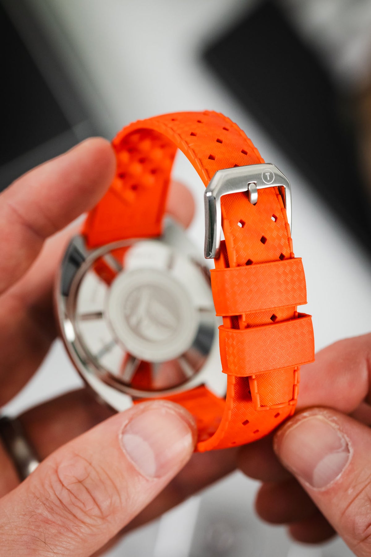 Orange Aqua-Vent FKM Rubber Quick Release Watch Band | B & R Bands Orange Aqua-Vent FKM Rubber Quick Release Watch Band | B & R Bands