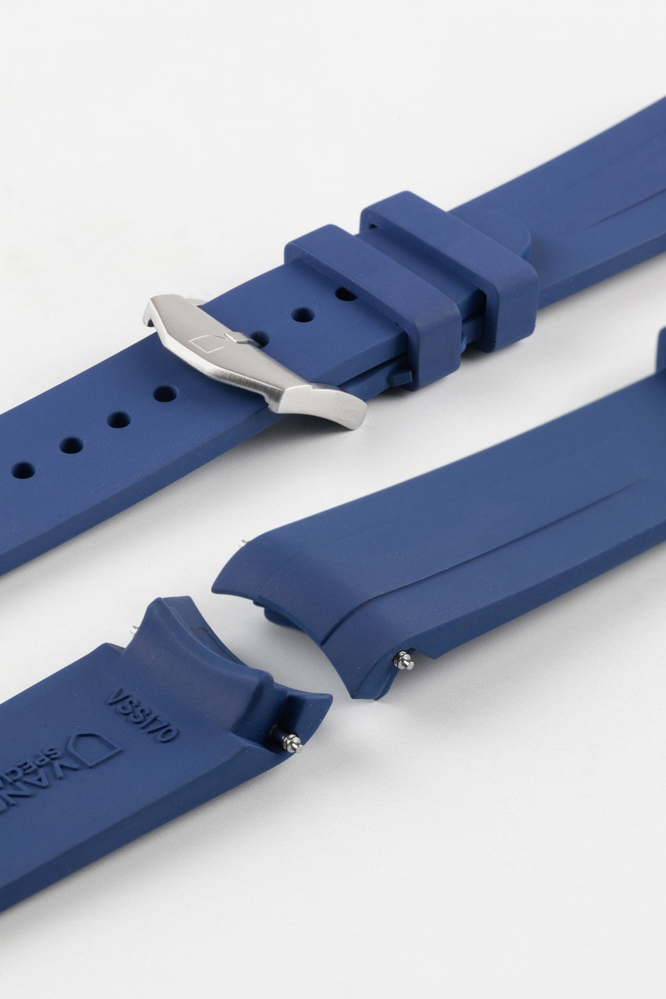 VANGUARD Curved End Integrated Rubber Watch Strap for Omega Seamaster Railmaster in BLACK