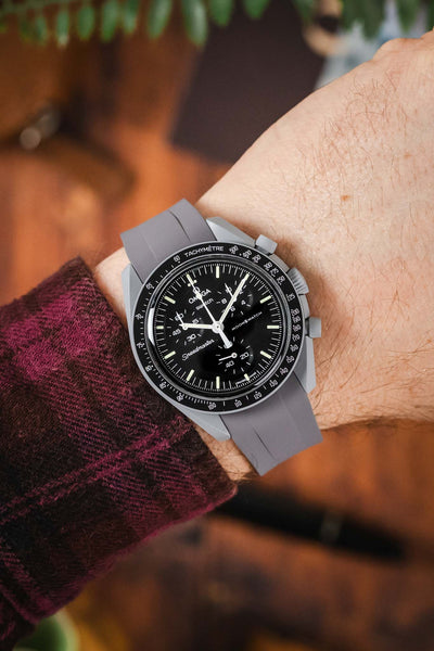 VANGUARD Integrated Rubber Watch Strap for Omega Speedmaster/ Moonswatch in GREY