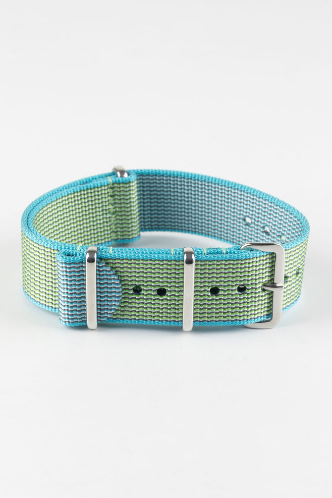 Nylon Watch Strap in APPLE GREEN with Polished Buckle and Keepers