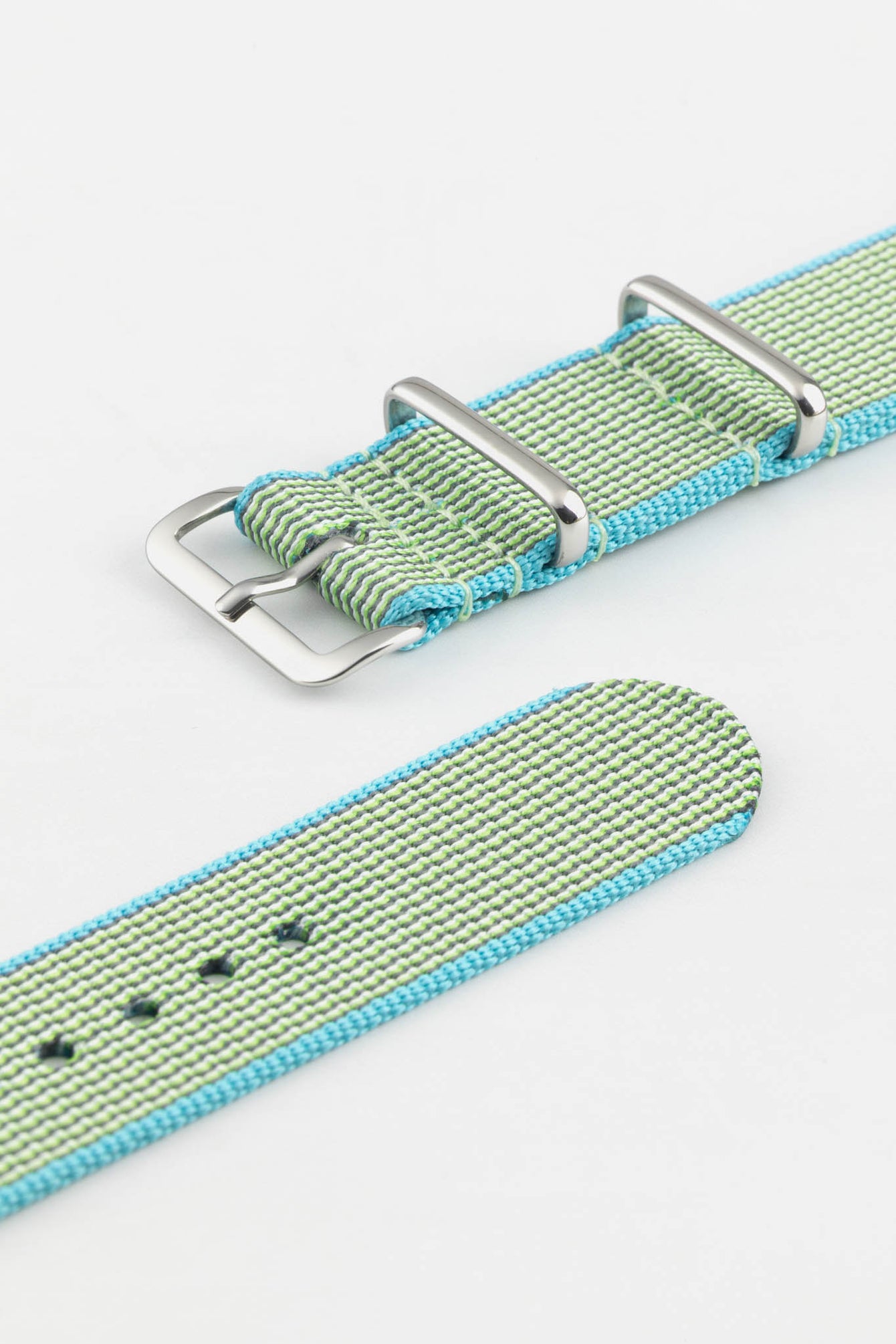 Nylon Watch Strap in APPLE GREEN with Polished Buckle and Keepers