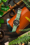 Nylon Watch Strap in APPLE GREEN with Polished Buckle and Keepers
