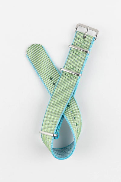 Nylon Watch Strap in APPLE GREEN with Polished Buckle and Keepers