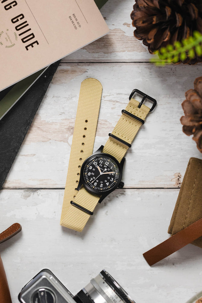 Nylon Watch Strap in BEIGE with PVD Buckle and Keepers