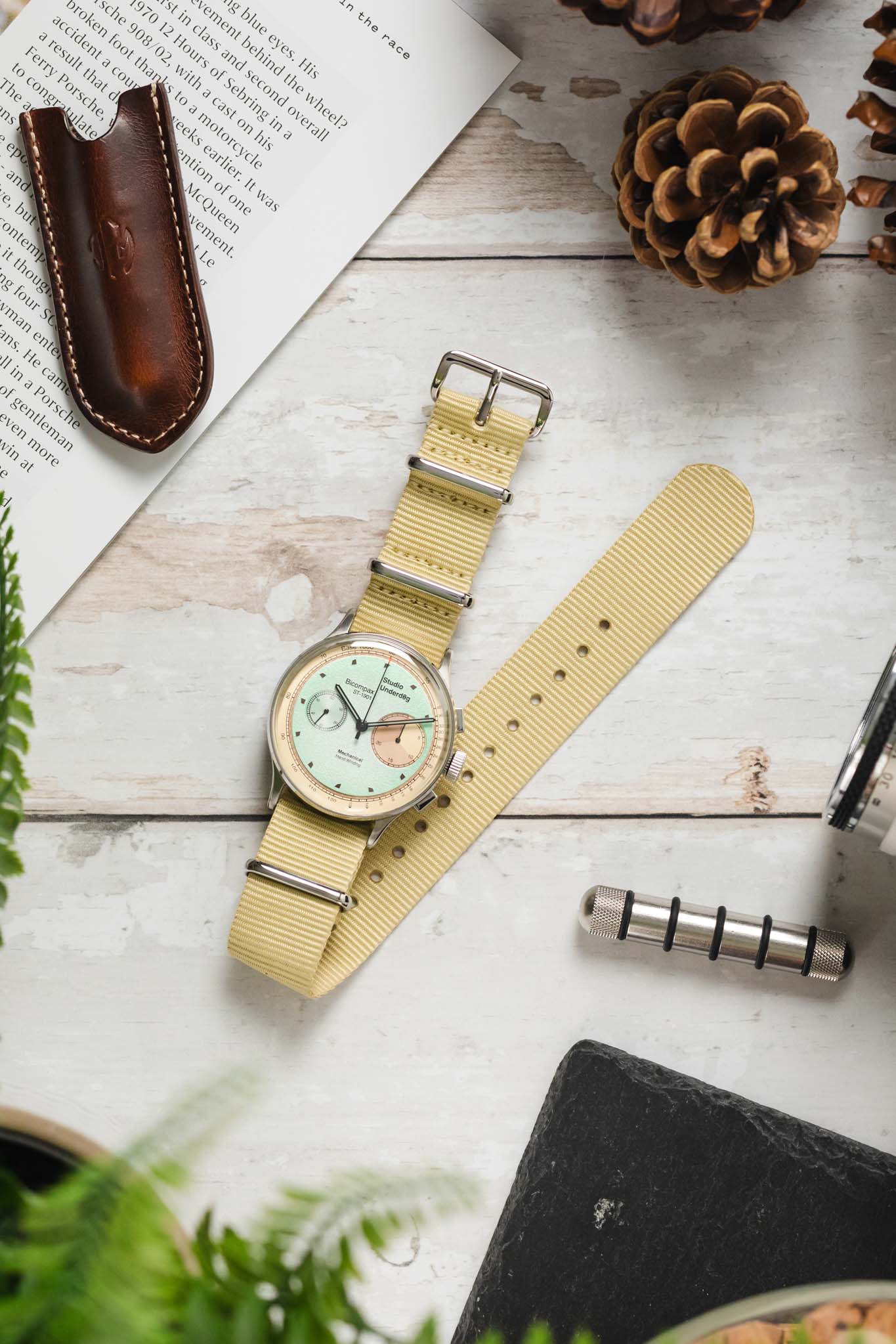 Beige strap watch sales