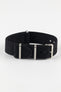 Nylon Watch Strap in BLACK with Brushed Buckle and Keepers