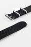 Nylon Watch Strap in BLACK with Brushed Buckle and Keepers