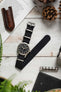 Nylon Watch Strap in BLACK with Brushed Buckle and Keepers