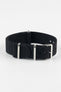 Nylon Watch Strap in BLACK with Polished Buckle and Keepers
