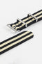 Nylon Watch Strap in BLACK with BEIGE Stripes