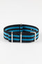 Nylon Watch Strap in BLACK with BLUE Stripes