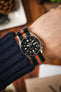 Nylon Watch Strap in BLACK/GREY/ORANGE with Polished Buckle and Keepers