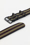 Nylon Watch Strap in BLACK/OLIVE/RED with PVD Buckle and Keepers