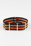 Nylon Watch Strap in BLACK with Double ORANGE Stripes