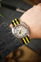 Nylon Watch Strap in BLACK with YELLOW Stripes