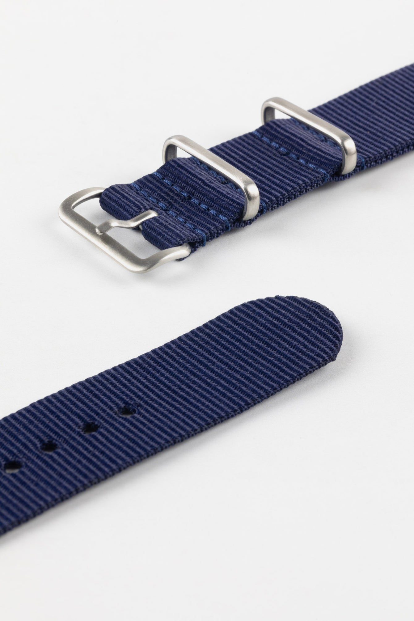 Nylon Watch Strap in BLUE with Brushed Buckle and Keepers