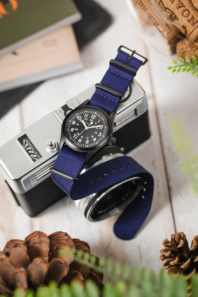 Nylon Watch Strap in BLUE with PVD Buckle and Keepers