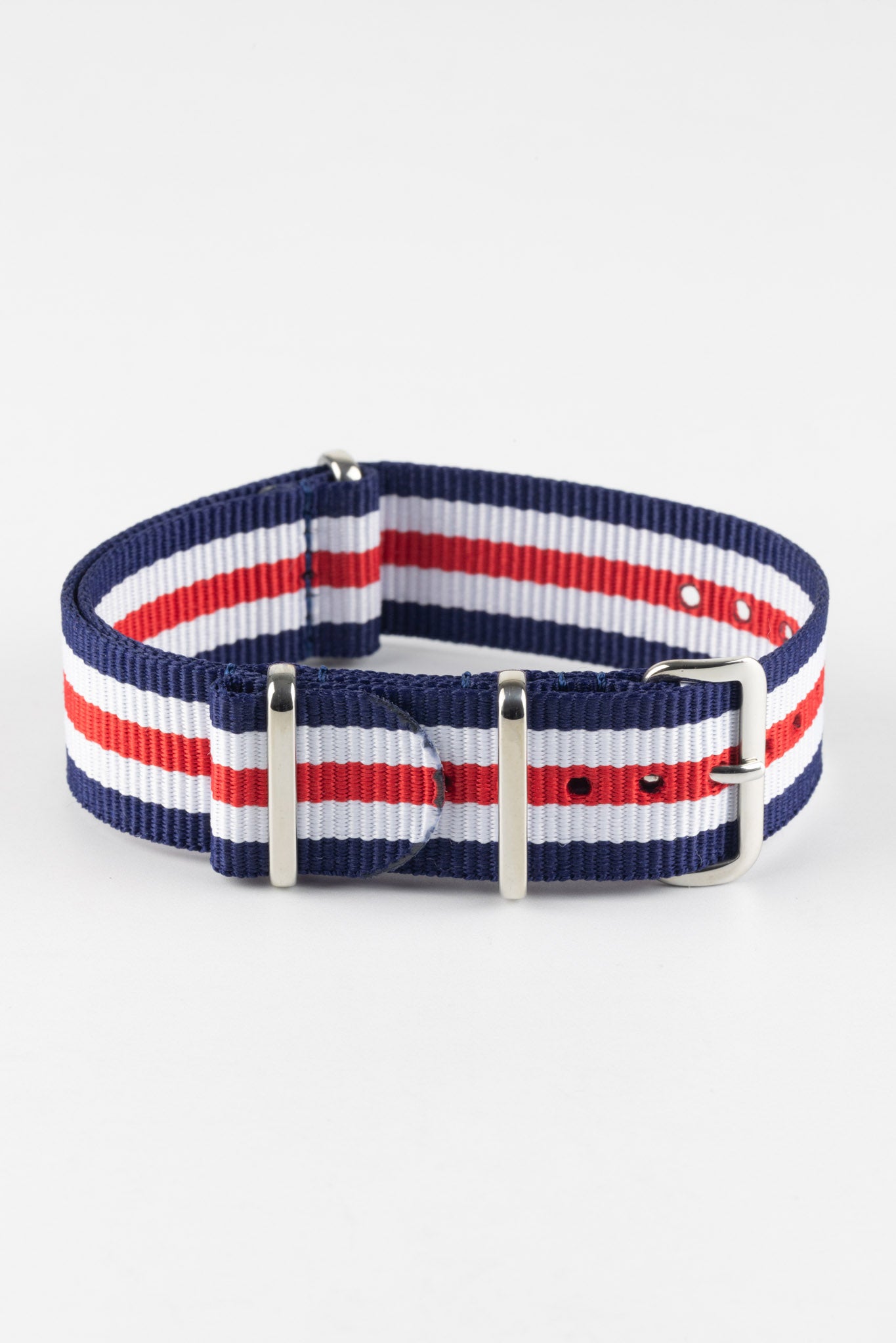 Red white and top blue watch band