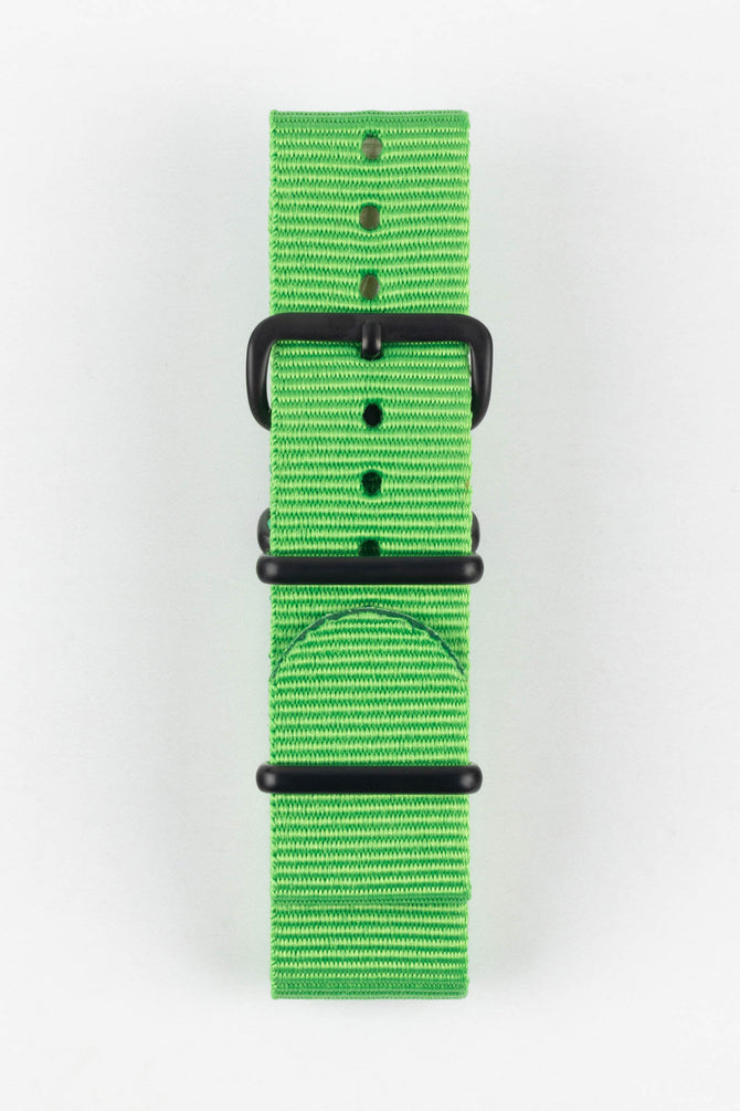 Nylon Watch Strap in BRIGHT GREEN with PVD Buckle and Keepers