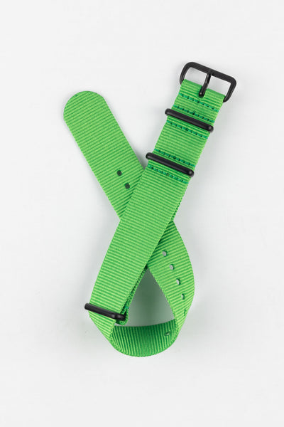 Nylon Watch Strap in BRIGHT GREEN with PVD Buckle and Keepers