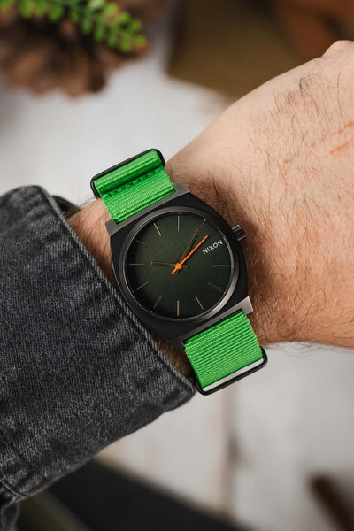 Nylon Watch Strap in BRIGHT GREEN with PVD Buckle and Keepers