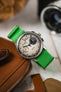Nylon Watch Strap in BRIGHT GREEN with Polished Buckle and Keepers