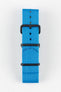 Nylon Watch Strap in CAPRI BLUE with Black PVD Buckle and Keepers