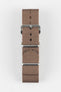 Nylon Watch Strap in COFFEE BROWN with Polished Buckle and Keepers