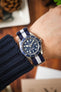 Nylon Watch Strap in DARK BLUE with WHITE Stripe