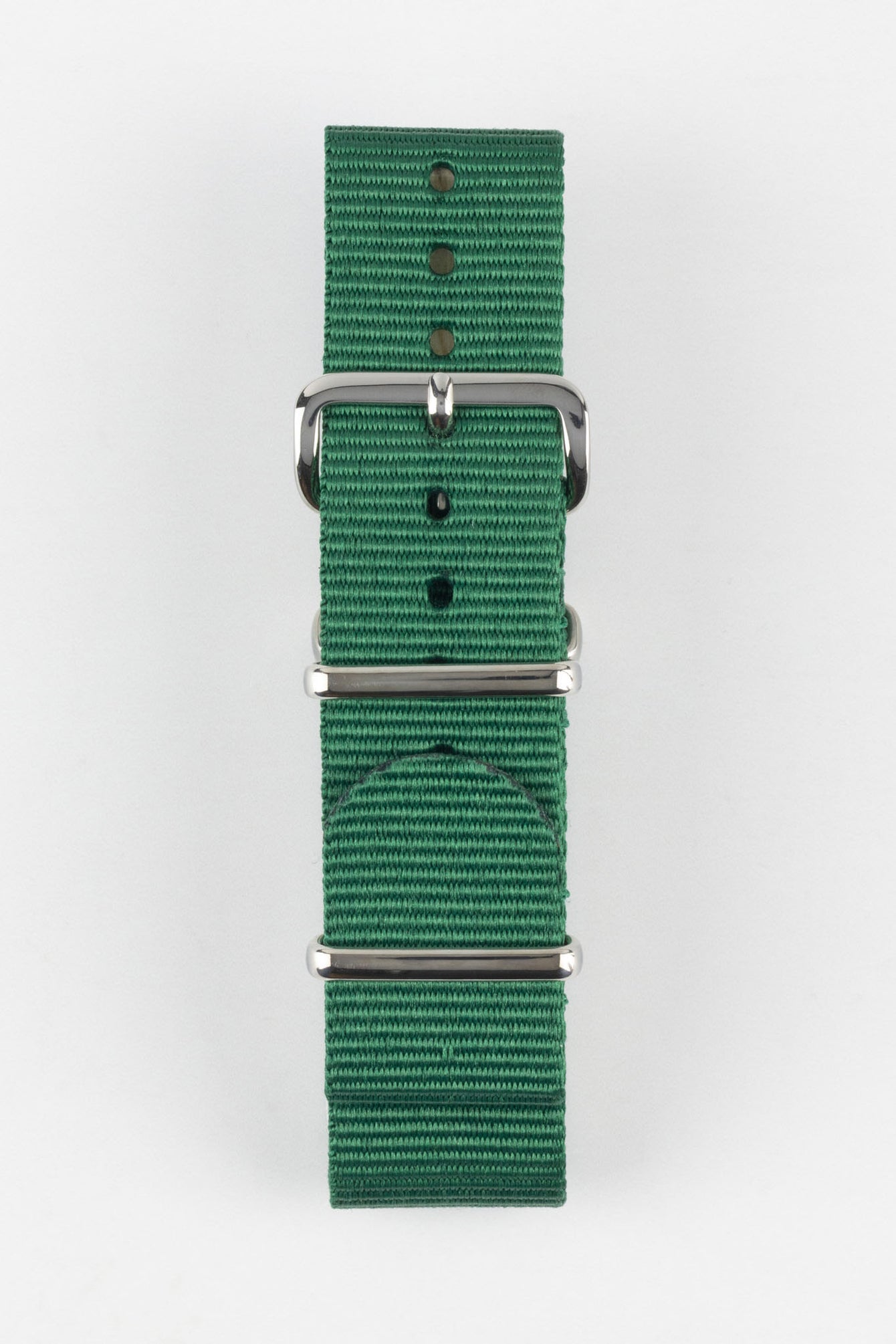 Nylon Watch Strap in EMERALD GREEN with Polished Buckle and Keepers