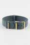 Nylon Watch Strap in GREY with Gold Buckle and Keepers