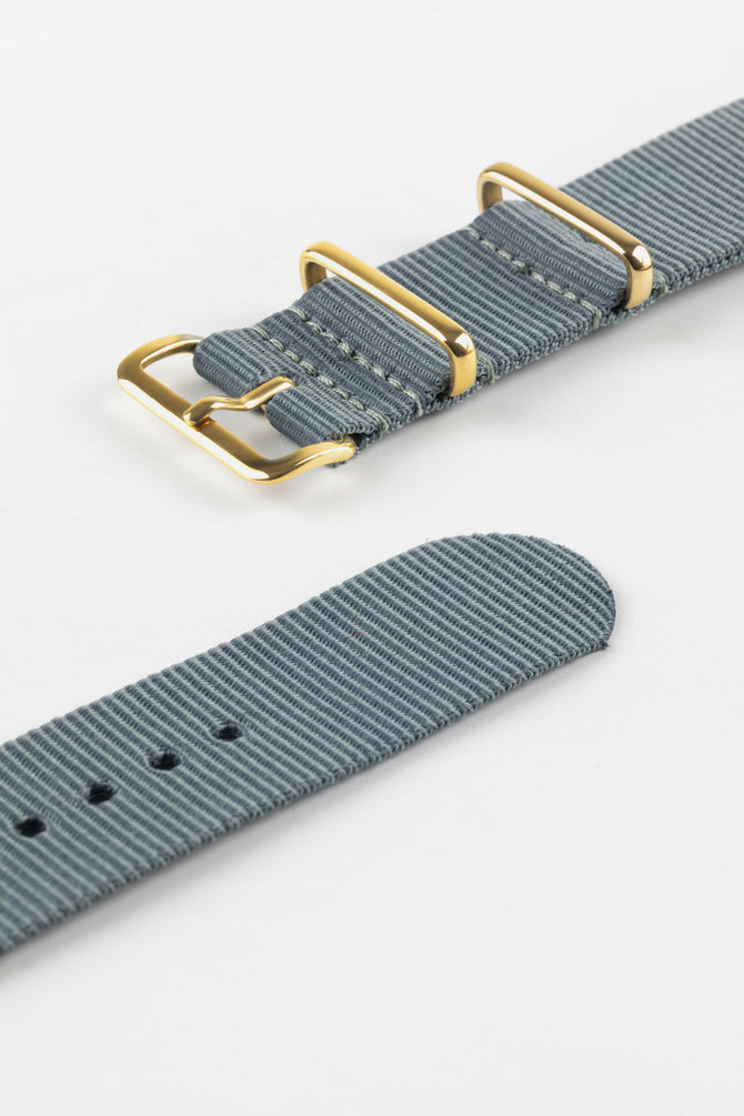 Nylon Watch Strap in GREY with Gold Buckle and Keepers