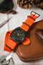 Nylon Watch Strap in ORANGE with PVD Buckle and Keepers