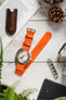 Nylon Watch Strap in ORANGE with Polished Buckle and Keepers