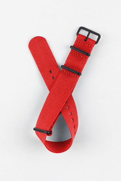 Nylon Watch Strap in RED with PVD Buckle and Keepers