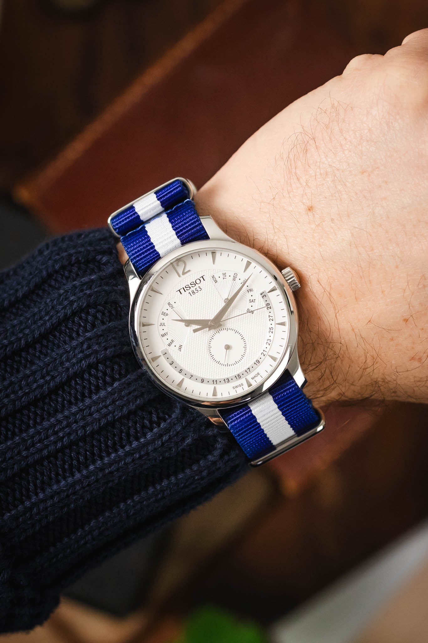 Nylon Watch Straps in ROYAL BLUE with WHITE Stripe WatchObsession Watch Obsession