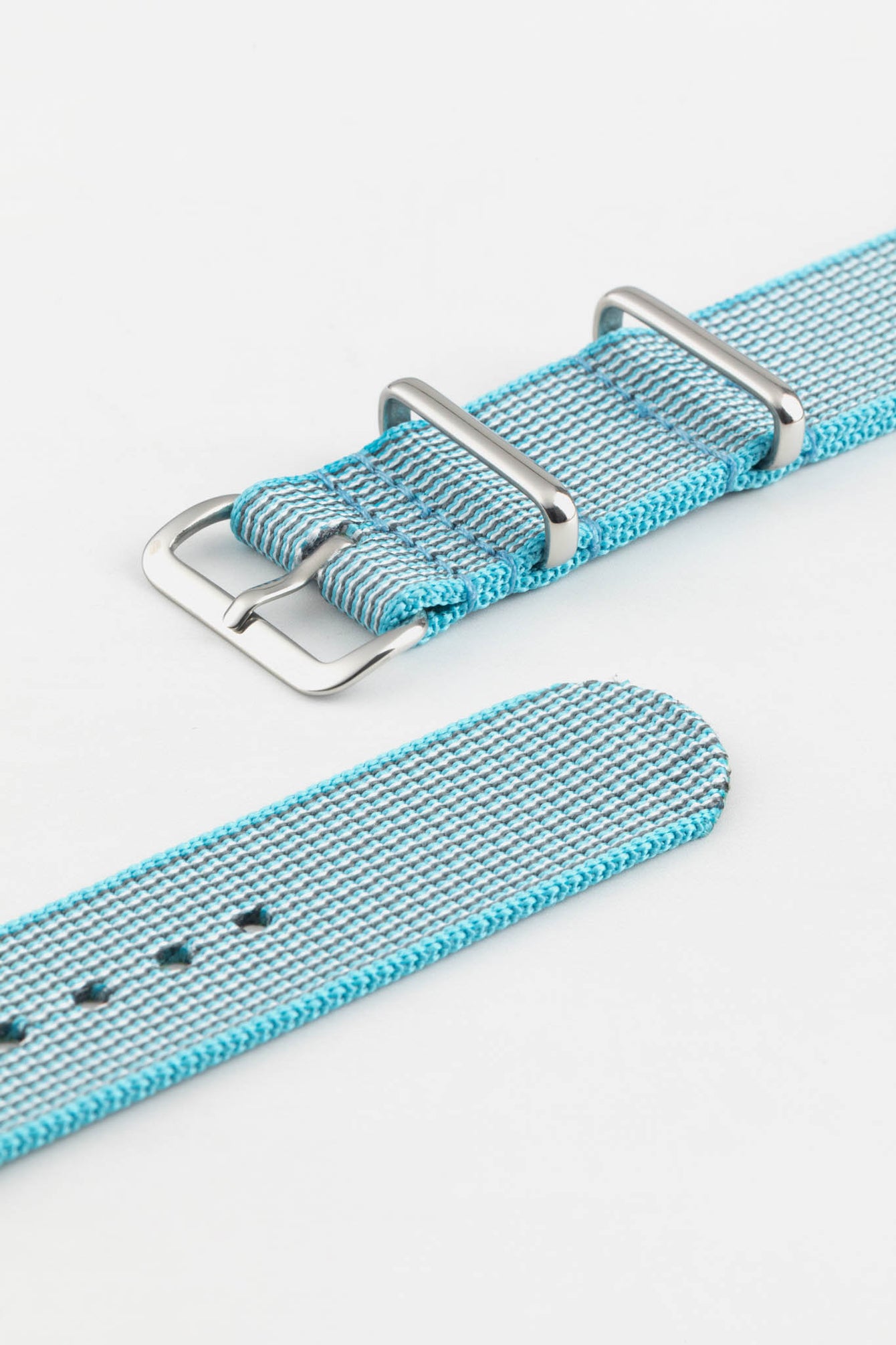 Nylon Watch Strap in SKY BLUE with Polished Buckle and Keepers