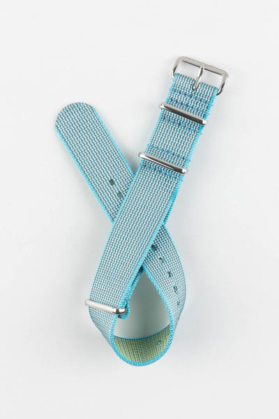 Nylon Watch Strap in SKY BLUE with Polished Buckle and Keepers
