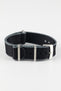 Premium Nylon Watch Strap in Black with Grey Edges