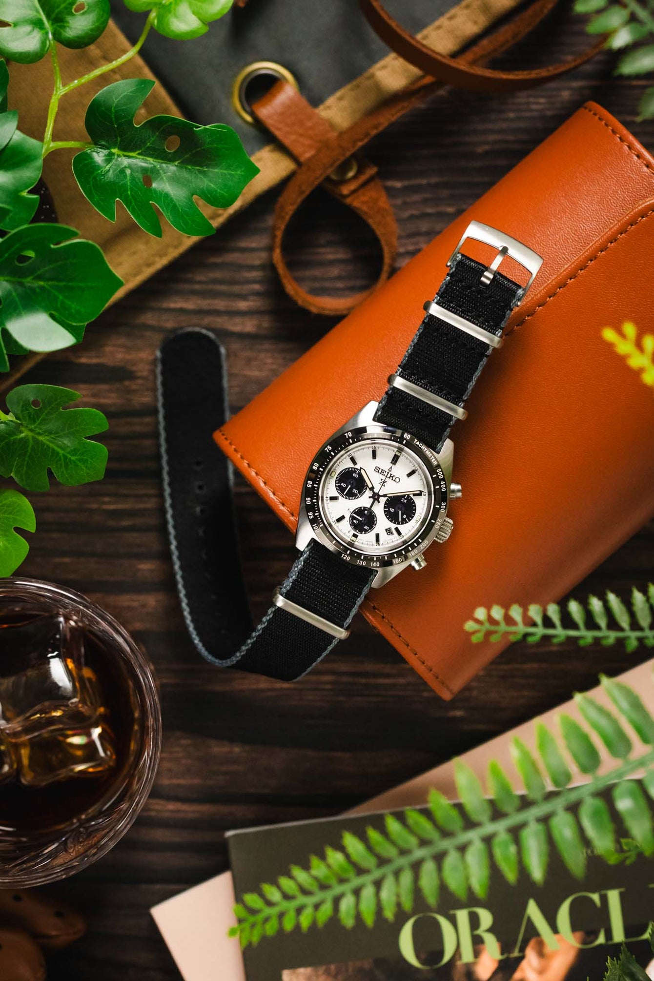 Premium Nylon Watch Strap in Black with Grey Edges