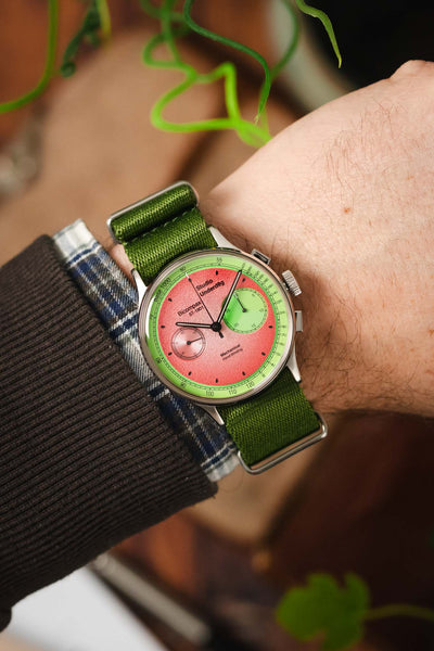 Premium Nylon Watch Strap in GREEN with Brushed Hardware