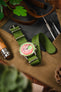 Premium Nylon Watch Strap in GREEN with Brushed Hardware