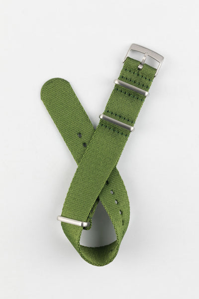 Premium Nylon Watch Strap in GREEN with Brushed Hardware