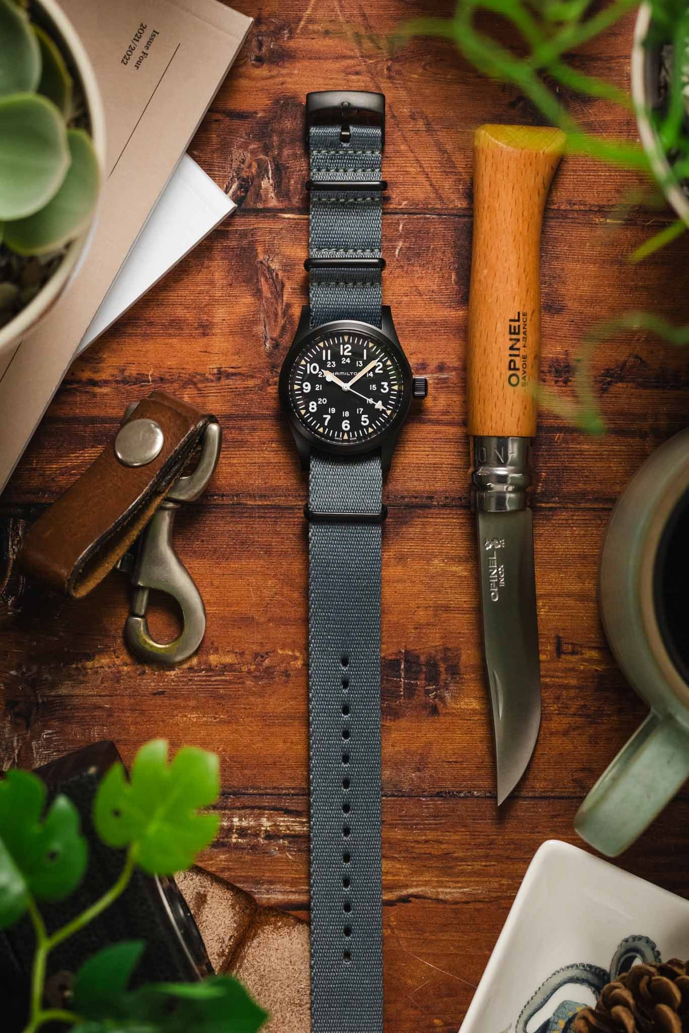 Premium Nylon Watch Strap in GREY with Black PVD Hardware